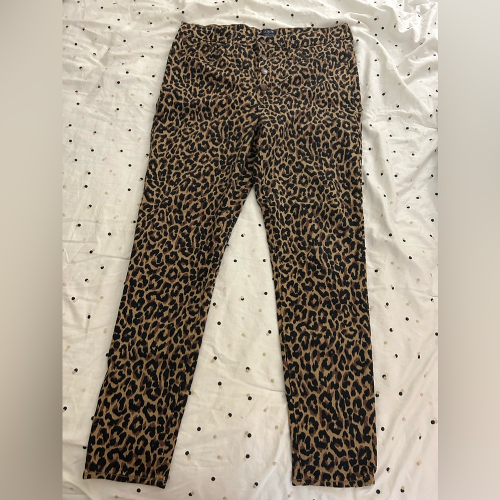 Button Fly Cheetah skinny jeans
